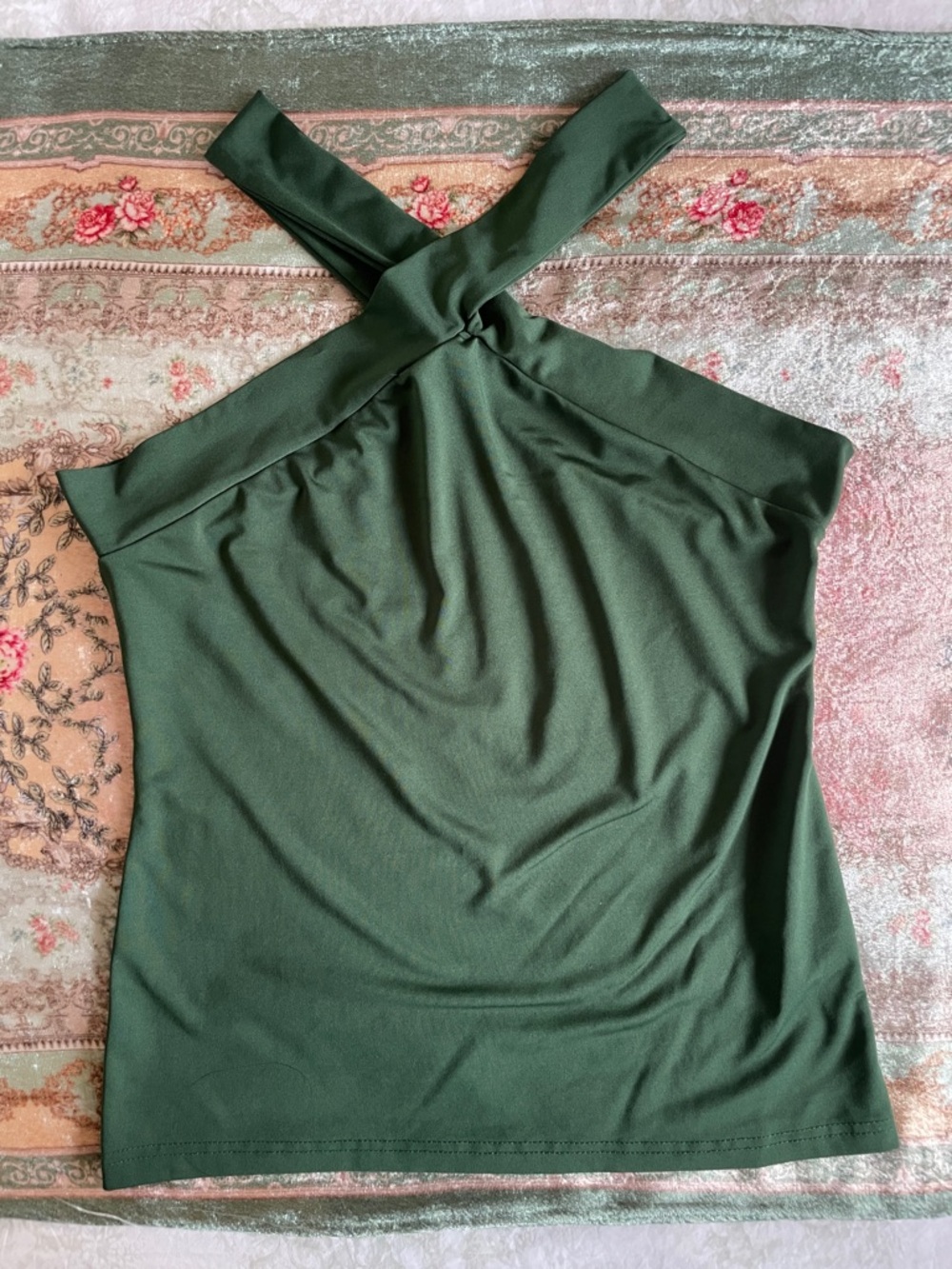 Shein|Cross-Front Knit Tank Top|Emerald Dark Green|Large|EUC